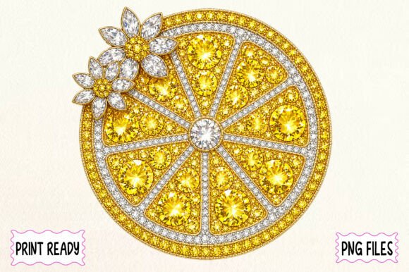 Download Rhinestone Lemon Slice Floral Design - Stone Collection