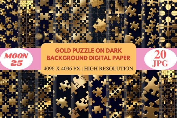 Download Gold Puzzle on Dark Background Digital P - Digital Collection