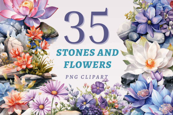 Download Stones and Flowers PNG Bundle - Stone Collection
