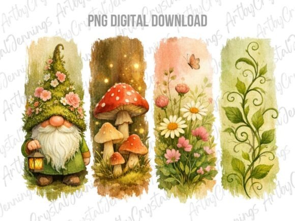 Download Floral Mushroom Garden Gnome Brushstroke - Brush Collection